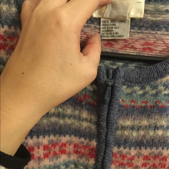 EUC VTG Talbots Fair Isle Wool Zip Cardigan - Picture 9 of 9